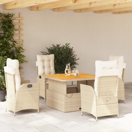 vidaXL Set comedor de jardín 5 pzas con cojines ratán sintético beige