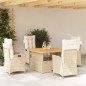 vidaXL Set comedor de jardín 5 pzas con cojines ratán sintético beige vidaXL Set comedor de jardín 5 pzas con cojines ratán sintético beige