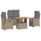 vidaXL Set de comedor jardín con cojines 4 pzas ratán sintético beige vidaXL Set de comedor jardín con cojines 4 pzas ratán sintético beige