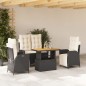 vidaXL Juego comedor jardín 4 piezas con cojines ratán sintético negro vidaXL Juego comedor jardín 4 piezas con cojines ratán sintético negro