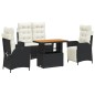 vidaXL Juego comedor jardín 4 piezas con cojines ratán sintético negro vidaXL Juego comedor jardín 4 piezas con cojines ratán sintético negro