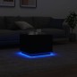 vidaXL Mesa de centro con luces LED negro 50x50x40 cm