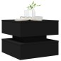 vidaXL Mesa de centro con luces LED negro 50x50x40 cm