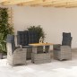 vidaXL Juego de comedor de jardín 4 piezas con cojines ratán PE gris vidaXL Juego de comedor de jardín 4 piezas con cojines ratán PE gris