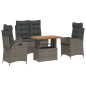 vidaXL Juego de comedor de jardín 4 piezas con cojines ratán PE gris vidaXL Juego de comedor de jardín 4 piezas con cojines ratán PE gris