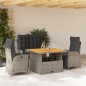 vidaXL Juego de comedor de jardín 4 piezas con cojines ratán PE gris vidaXL Juego de comedor de jardín 4 piezas con cojines ratán PE gris