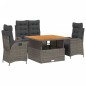 vidaXL Juego de comedor de jardín 4 piezas con cojines ratán PE gris vidaXL Juego de comedor de jardín 4 piezas con cojines ratán PE gris