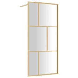 vidaXL Mampara puerta de ducha vidrio transparente ESG dorado 90x195cm