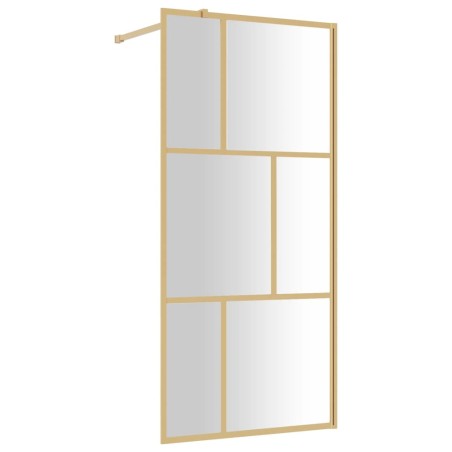 vidaXL Mampara puerta de ducha vidrio transparente ESG dorado 90x195cm