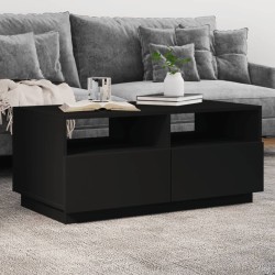vidaXL Mesa de centro con luces LED negro 90x49x40 cm
