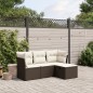 vidaXL Set de sofás de jardín 4 pzas y cojines ratán sintético marrón vidaXL Set de sofás de jardín 4 pzas y cojines ratán sintético marrón