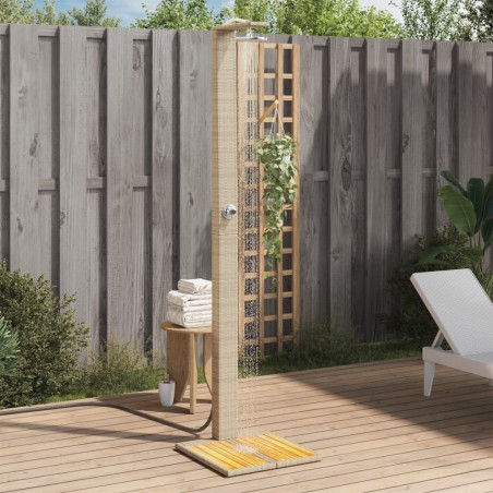vidaXL Ducha de exterior ratán PE y madera acacia beige 50x55x224 cm