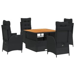vidaXL Set de muebles jardín 5 pzas con cojines ratán sintético negro