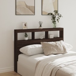 vidaXL Cabecero de cama con luz LED marrón roble 140x17x102 cm