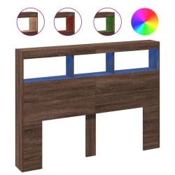 vidaXL Cabecero de cama con luz LED marrón roble 140x17x102 cm