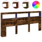 vidaXL Cabecero de cama con luz LED roble ahumado 220x17x102 cm vidaXL Cabecero de cama con luz LED roble ahumado 220x17x102 cm