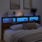 vidaXL Cabecero de cama con luz LED roble ahumado 220x17x102 cm vidaXL Cabecero de cama con luz LED roble ahumado 220x17x102 cm