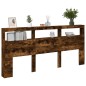vidaXL Cabecero de cama con luz LED roble ahumado 220x17x102 cm vidaXL Cabecero de cama con luz LED roble ahumado 220x17x102 cm