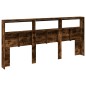 vidaXL Cabecero de cama con luz LED roble ahumado 220x17x102 cm vidaXL Cabecero de cama con luz LED roble ahumado 220x17x102 cm