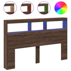 vidaXL Cabecero de cama con luz LED marrón roble 160x17x102 cm