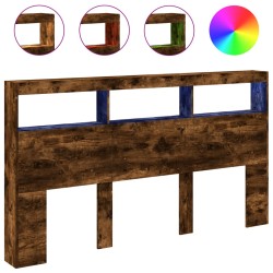 vidaXL Cabecero de cama con luz LED roble ahumado 180x17x102 cm
