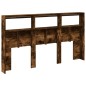 vidaXL Cabecero de cama con luz LED roble ahumado 180x17x102 cm vidaXL Cabecero de cama con luz LED roble ahumado 180x17x102 cm