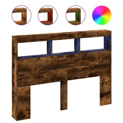 vidaXL Cabecero de cama con luz LED roble ahumado 140x17x102 cm