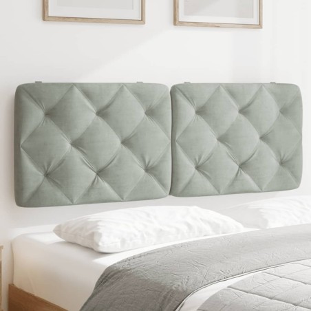 vidaXL Cabecero de cama acolchado terciopelo gris claro 140 cm