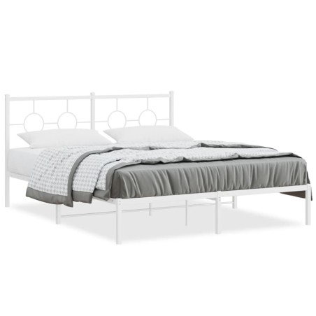 vidaXL Estructura de cama con cabecero metal blanca 160x200 cm