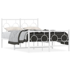 vidaXL Estructura cama metal con cabecero y estribo blanco 120x190 cm
