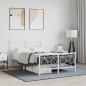 vidaXL Estructura cama metal con cabecero y estribo blanco 120x190 cm vidaXL Estructura cama metal con cabecero y estribo blanco 120x190 cm