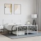vidaXL Estructura cama metal con cabecero y estribo blanco 135x190 cm vidaXL Estructura cama metal con cabecero y estribo blanco 135x190 cm