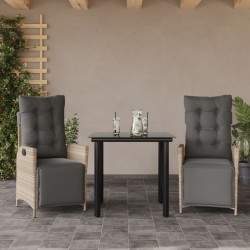 vidaXL Set comedor de jardín 3 pzas cojines ratán sintético gris claro