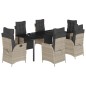 vidaXL Set comedor jardín 7 pzas y cojines ratán sintético gris claro vidaXL Set comedor jardín 7 pzas y cojines ratán sintético gris claro