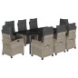 vidaXL Set comedor de jardín 9 pzas cojines ratán sintético gris claro vidaXL Set comedor de jardín 9 pzas cojines ratán sintético gris claro