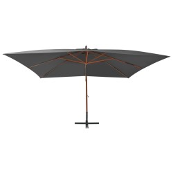 vidaXL Sombrilla lateral voladiza con poste de madera gris 400x300 cm