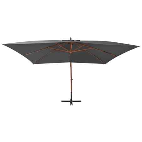 vidaXL Sombrilla lateral voladiza con poste de madera gris 400x300 cm