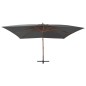 vidaXL Sombrilla lateral voladiza con poste de madera gris 400x300 cm vidaXL Sombrilla lateral voladiza con poste de madera gris 400x300 cm