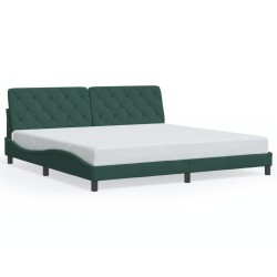 vidaXL Estructura cama con luces LED terciopelo verde oscuro 200x200cm