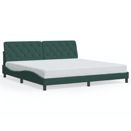 vidaXL Estructura cama con luces LED terciopelo verde oscuro 200x200cm