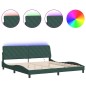 vidaXL Estructura cama con luces LED terciopelo verde oscuro 200x200cm vidaXL Estructura cama con luces LED terciopelo verde oscuro 200x200cm