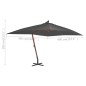 vidaXL Sombrilla lateral voladiza con poste de madera gris 400x300 cm vidaXL Sombrilla lateral voladiza con poste de madera gris 400x300 cm