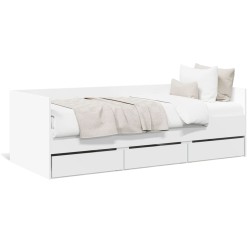 vidaXL Tumbona con cajones madera de ingeniería blanco 90x190 cm