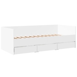 vidaXL Tumbona con cajones madera de ingeniería blanco 90x190 cm