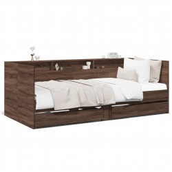 vidaXL Tumbona con cajones madera ingeniería roble marrón 90x200 cm