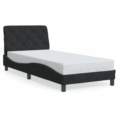 vidaXL Estructura de cama con cabecero de terciopelo negro 90x200 cm
