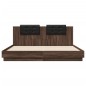 vidaXL Cama con cabecero madera de ingeniería marrón roble 180x200 cm vidaXL Cama con cabecero madera de ingeniería marrón roble 180x200 cm