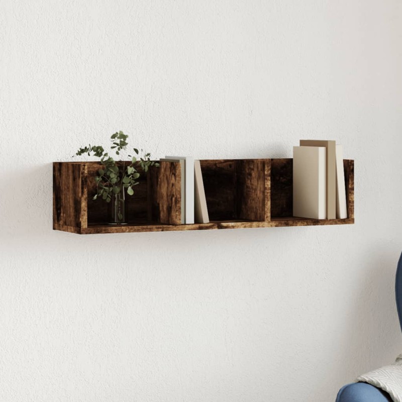 vidaXL Mueble de pared madera ingeniería roble ahumado 75x18x16,5 cm vidaXL Mueble de pared madera ingeniería roble ahumado 75x18x16,5 cm