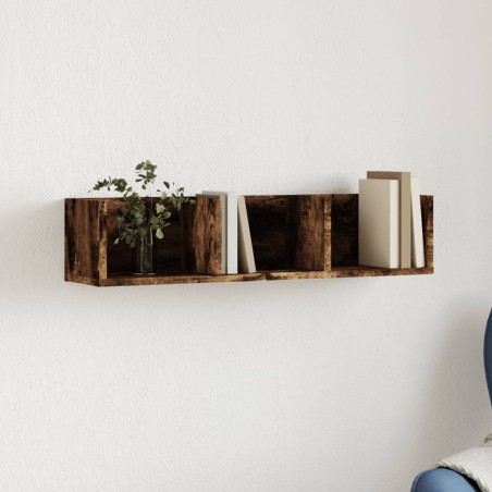 vidaXL Mueble de pared madera ingeniería roble ahumado 75x18x16,5 cm
