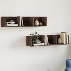 vidaXL Muebles de pared 2 unidades madera de ingeniería marrón roble